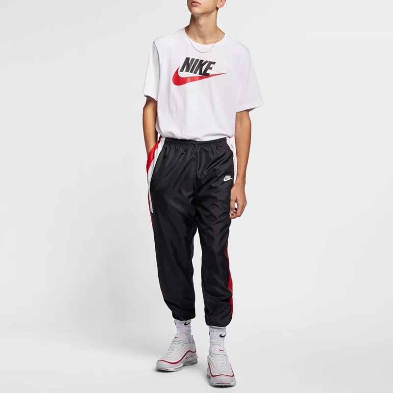 Мужская футболка Nike Sportswear Icon Futura с рисунком, цвет White/Blk/University Red — фото 2