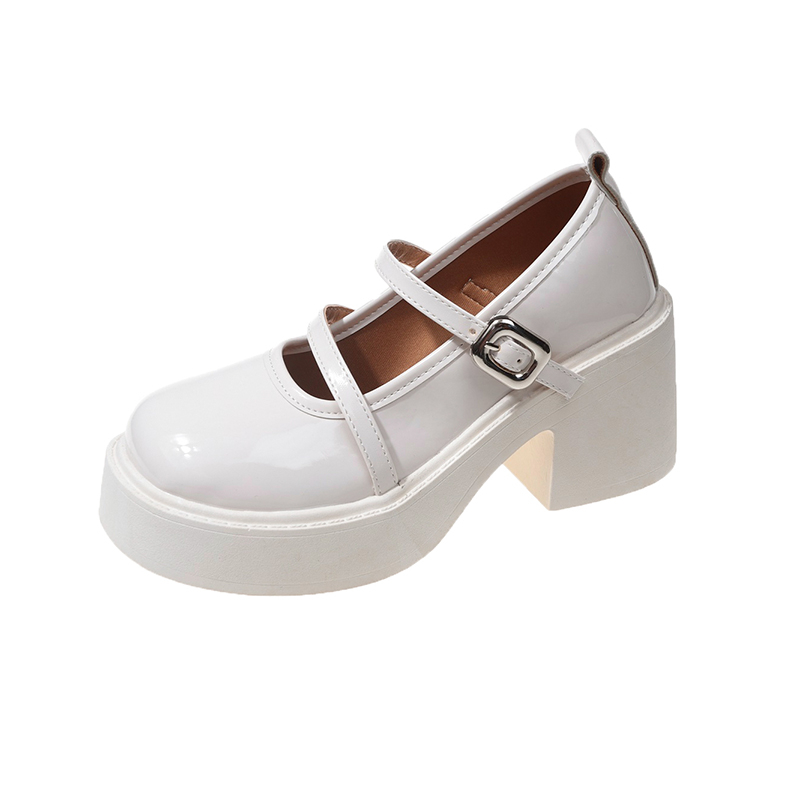 Туфли Мэри Джейн на массивном каблуке, женская коробка Alxnan, White