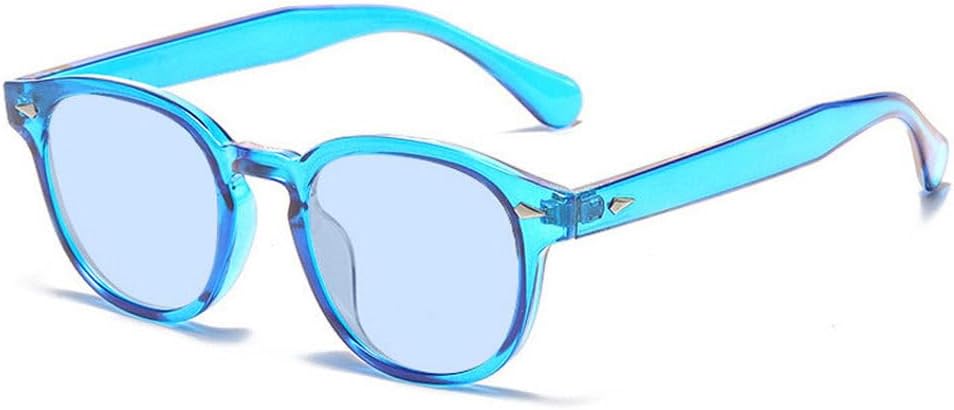 

Качественные ретро-солнцезащитные очки круглой формы для женщин, модные, с заклепками, защита от УФ-излучения UV400, для мужчин, панк, с леопардовым принтом HYYZZC, Blue Blue