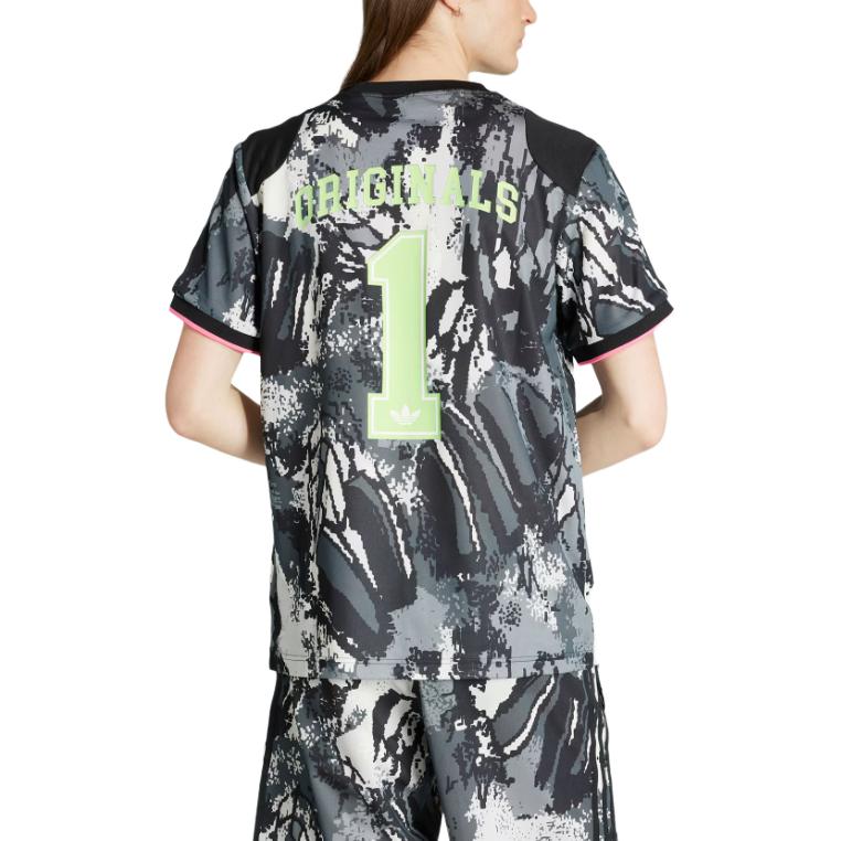 Футболка Archive Aop Jersey Adidas Originals, серый/черный/белый/зеленый/розовый — фото 4