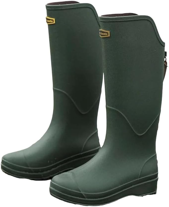 

Унисекс водонепроницаемые высокие резиновые сапоги стильные для кемпинга на открытом воздухе с плоской подошвой и манжетами, долговечные галоши Generic, En8