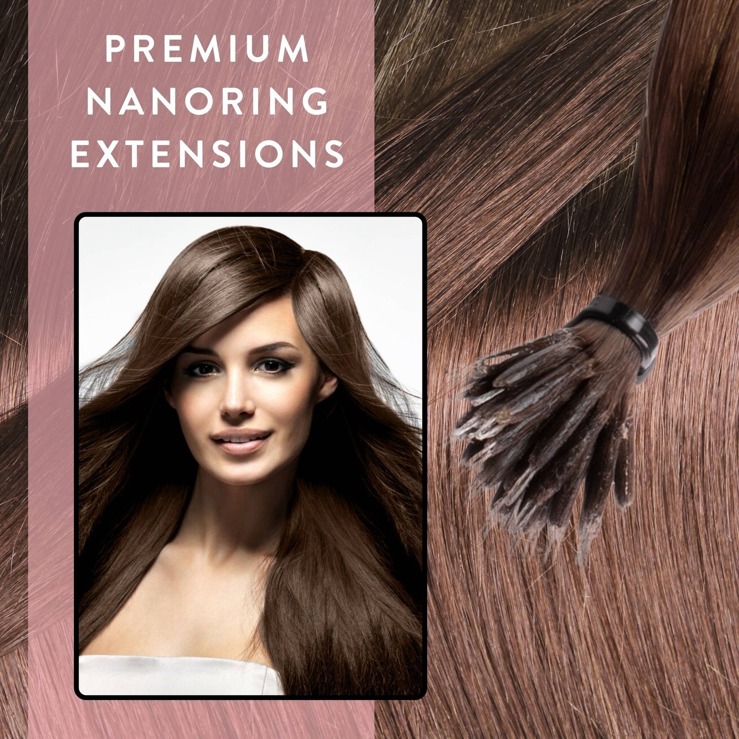 Накладные волосы nanoring extensions premium echthaar #4/77 mittelbraun braun-intensiv 0,8g Hair2Heart, 50cm, количество 25 шт. — фото 2