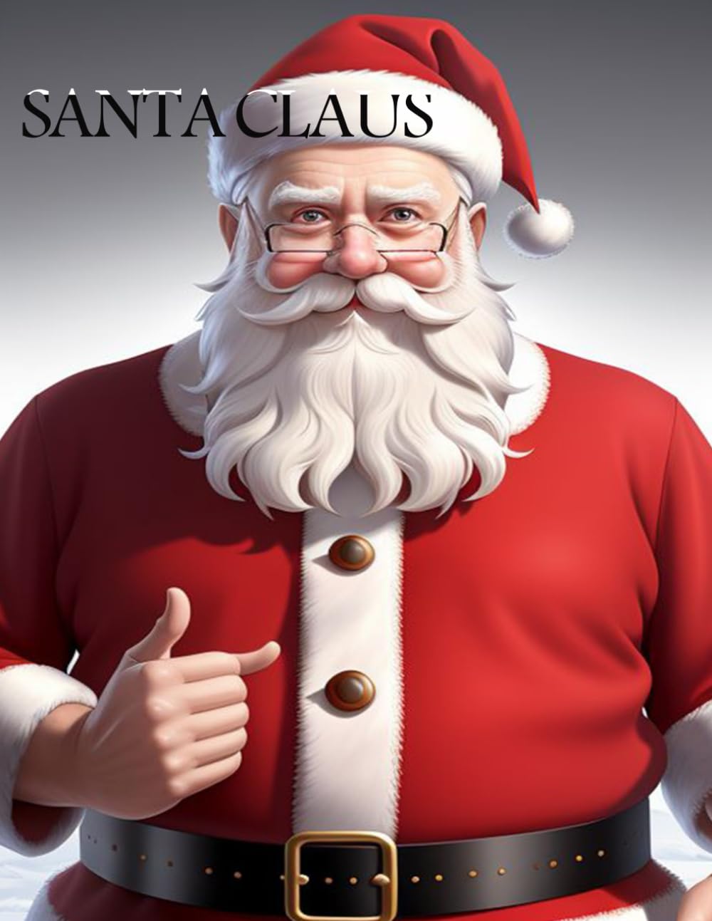 

Santa Claus: A jovial Santa Claus, dressed in his traditional red and white suit with a thick fur trim and black belt,8,5*11 inches (Independently published)