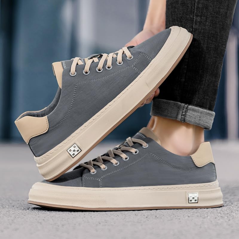 Мужские дышащие кроссовки низкого типа на шнуровке, повседневная деловая и универсальная обувь, очень подходит для отдыха и активного отдыха на улице Hhhchpm, серый — фото 3