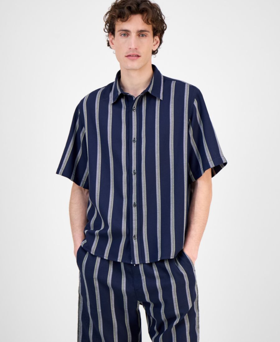 

Мужская полосатая рубашка Eralino Hugo Boss, Dark Blue