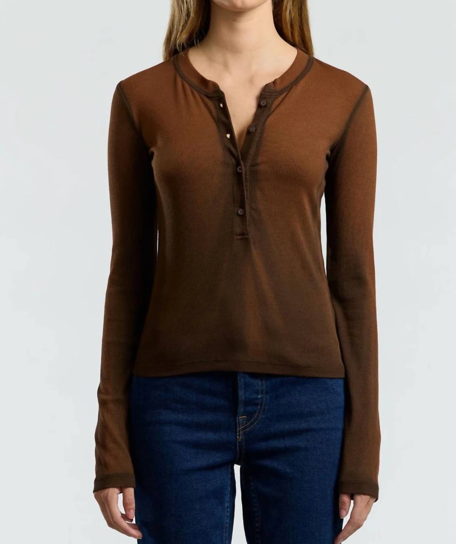 

Верона Хенли Топ в Каштановом Каст Cotton Citizen, цвет chestnut cast