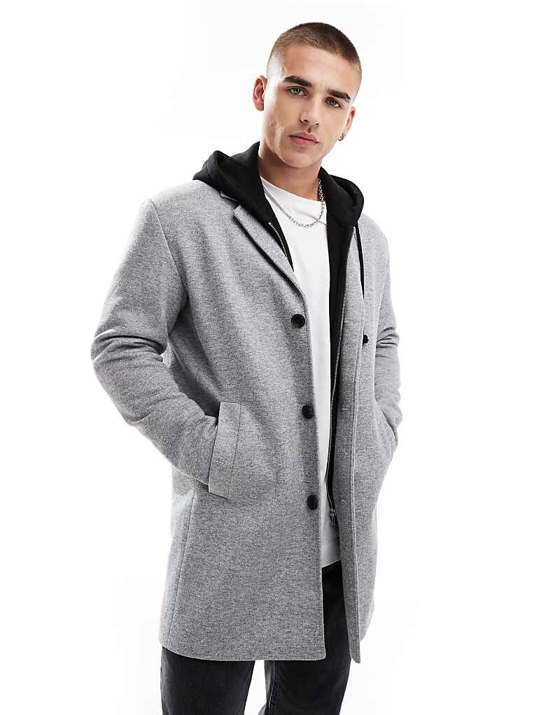 

Jack & Jones – светло-серое пальто из меланжевого джерси