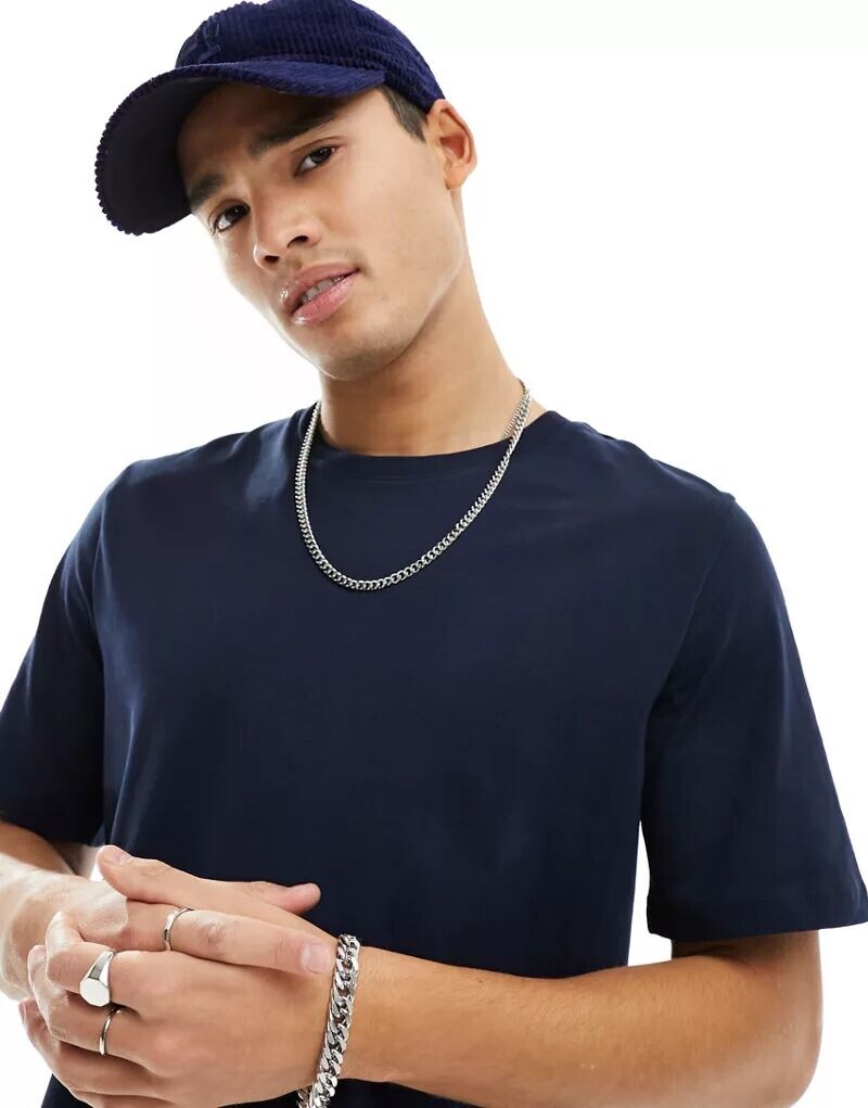 

Темно-синяя хлопковая футболка с круглым вырезом Jack & Jones Essentials - ТЕМНО-СИНИЙ