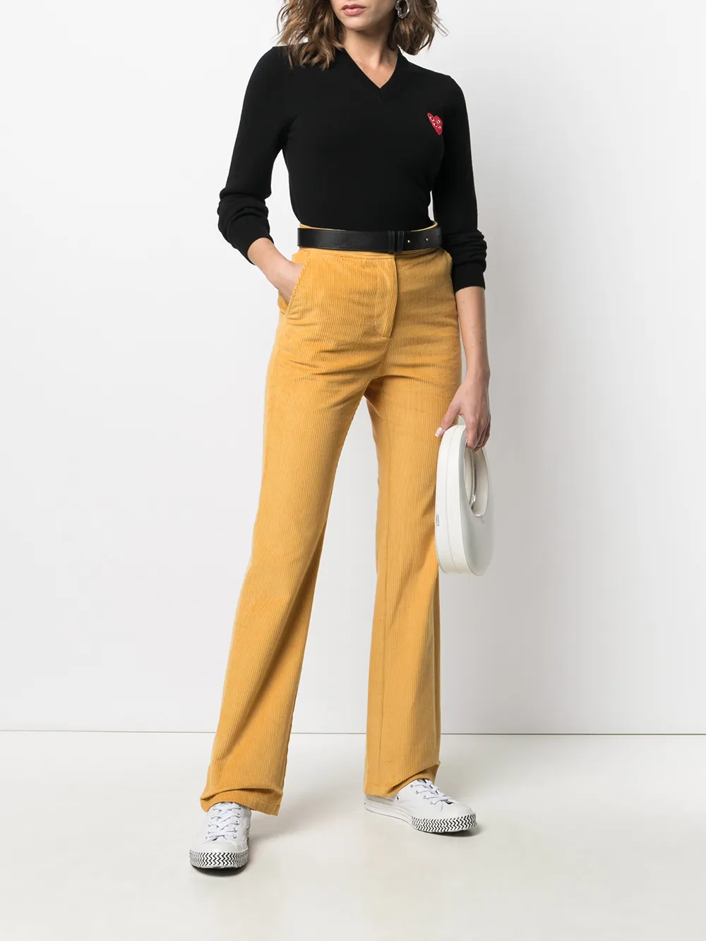 Топ с V-образным вырезом и нашивкой Comme Des Garçons Play, черный — фото 2
