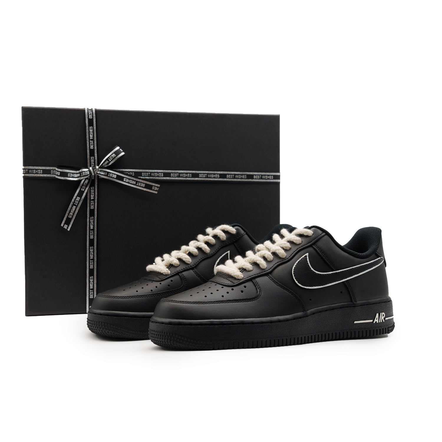 

Nike Кроссовки Air Force 1 противоскользящие износостойкие низкие для скейтбординга унисекс черно-белые, цвет Black White