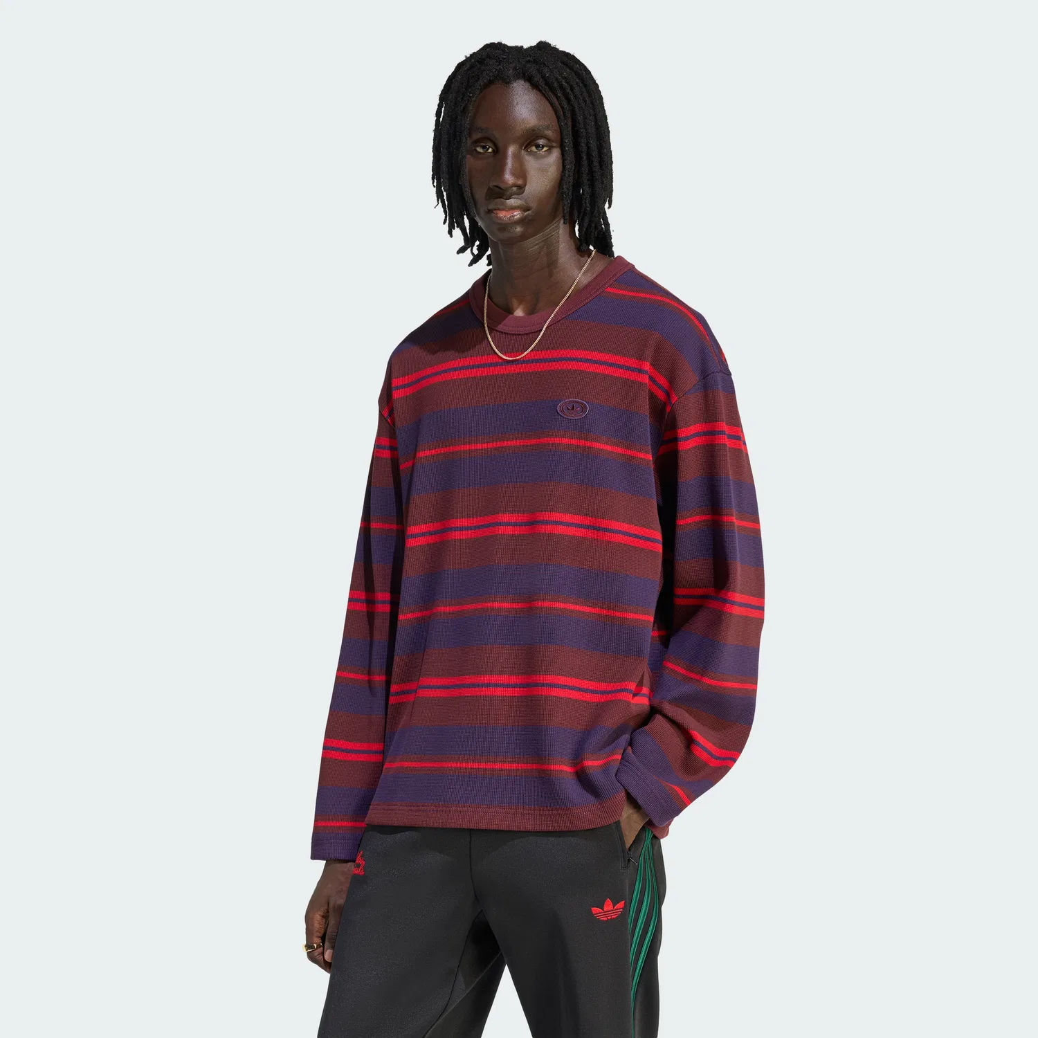 Мужской вафельный лонгслив в полоску 90S Alternative Sports от Adidas