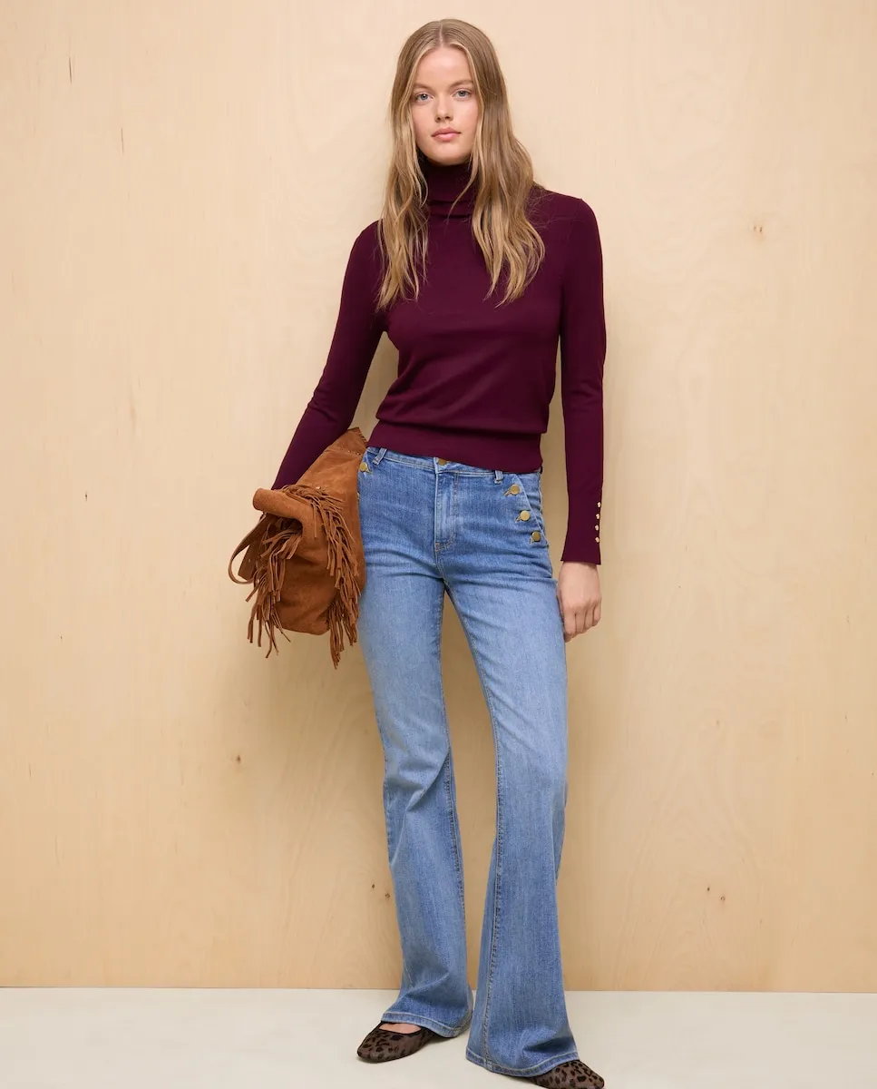 

Женский базовый свитер с высоким воротником Easy Wear, бордовый