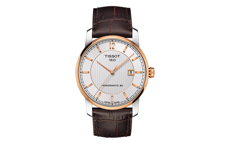 

TISSOT Часы Ti Automatic Mechanical Movement Men's Watch Watch 40mm White Dial Titanium Watch Case Leather Strap