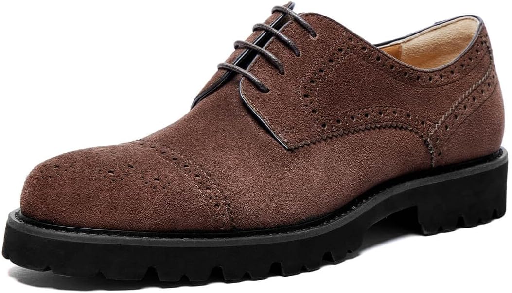 

Мужские классические туфли Вингтип из натуральной кожи коровы Оксфорды с брогированием для свадьбы, бизнеса и официальных мероприятий Jepsen Gord, коричневый