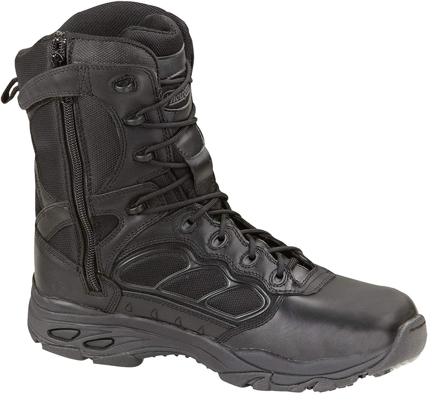 

Мужские ботинки Thorogood с боковой молнией 20 см, прочная кожа, подошва с противоскользящим эффектом, амортизирующая стелька, тактический стиль, черный