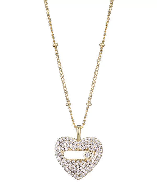 

Золотое колье в форме сердца с кубическим цирконием Adornia, gold