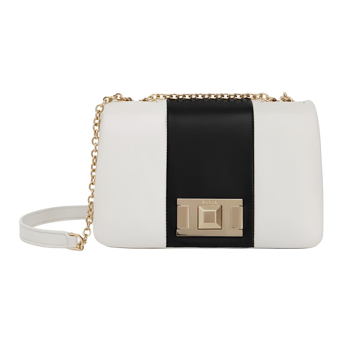

Furla Кожаная мини-сумка через плечо женская бело-черная