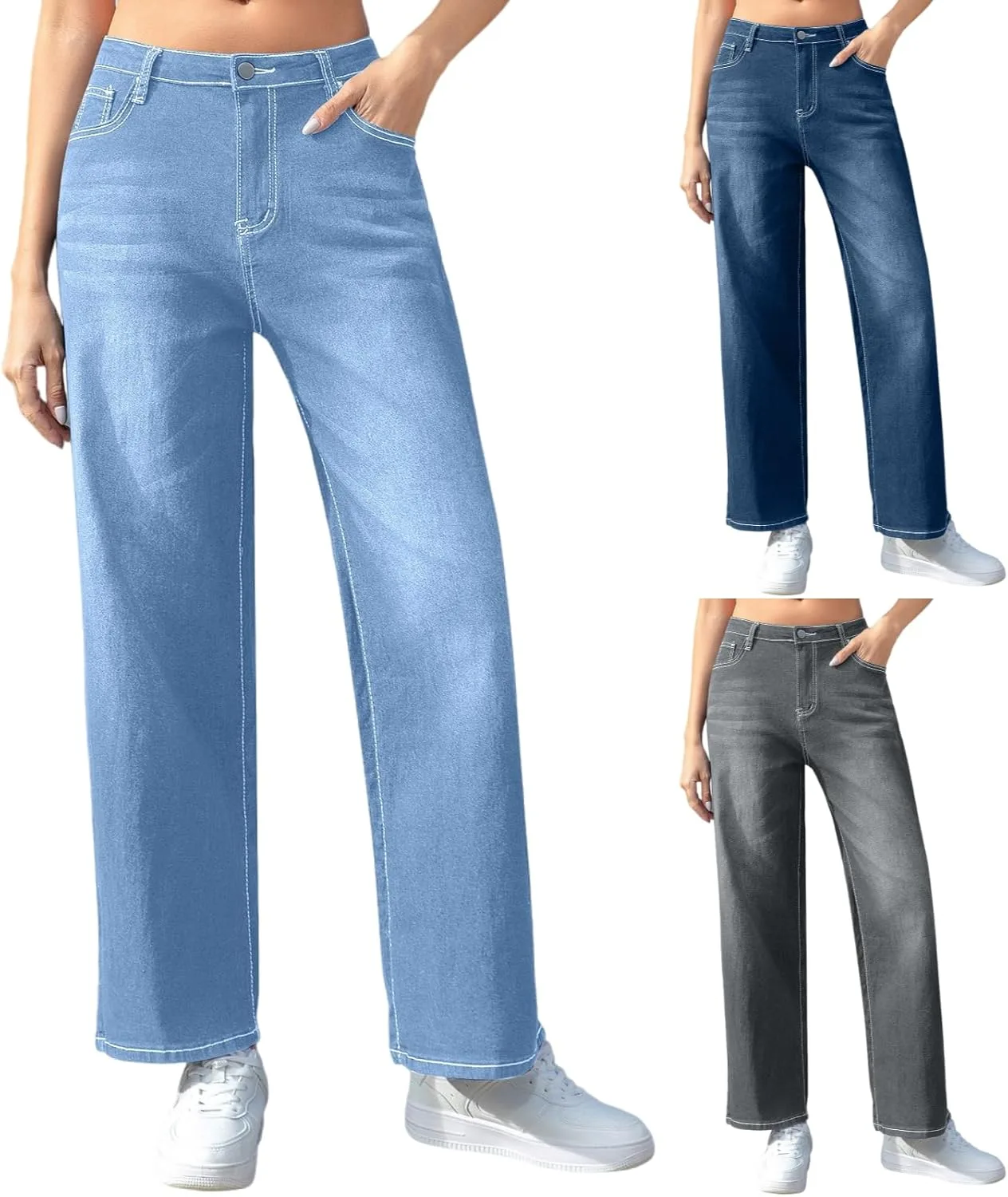 

Джинсы High Waisted для женщин Straight Leg Stretch Denim