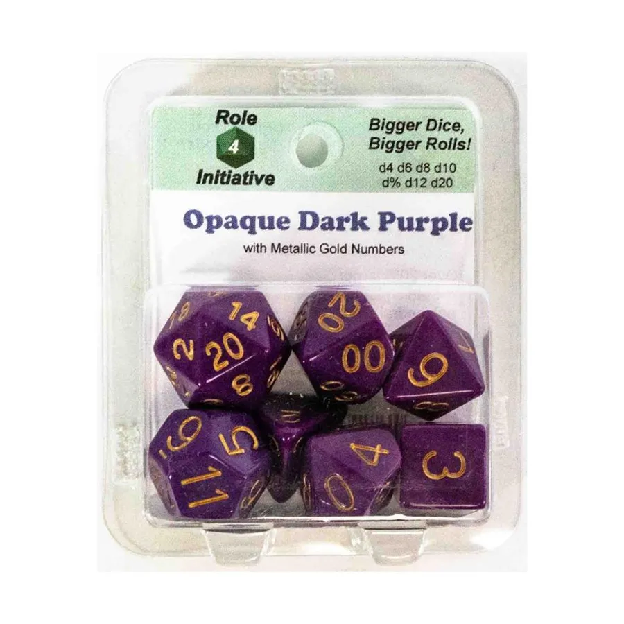 

Набор Poly — непрозрачный темно-фиолетовый с золотистым металликом (7), Game Dice - Opaque (Role 4 Initiative)