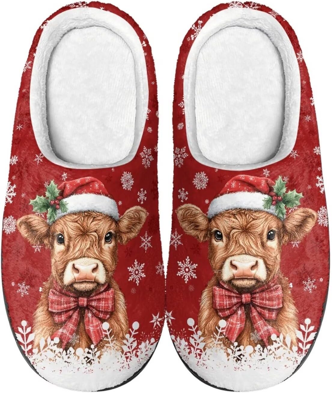 

Унисекс тапочки из хлопка, домашние тапочки для дома и улицы, зимние хлопковые тапочки для женщин и мужчин Pjheqoxe, Christmas Cow