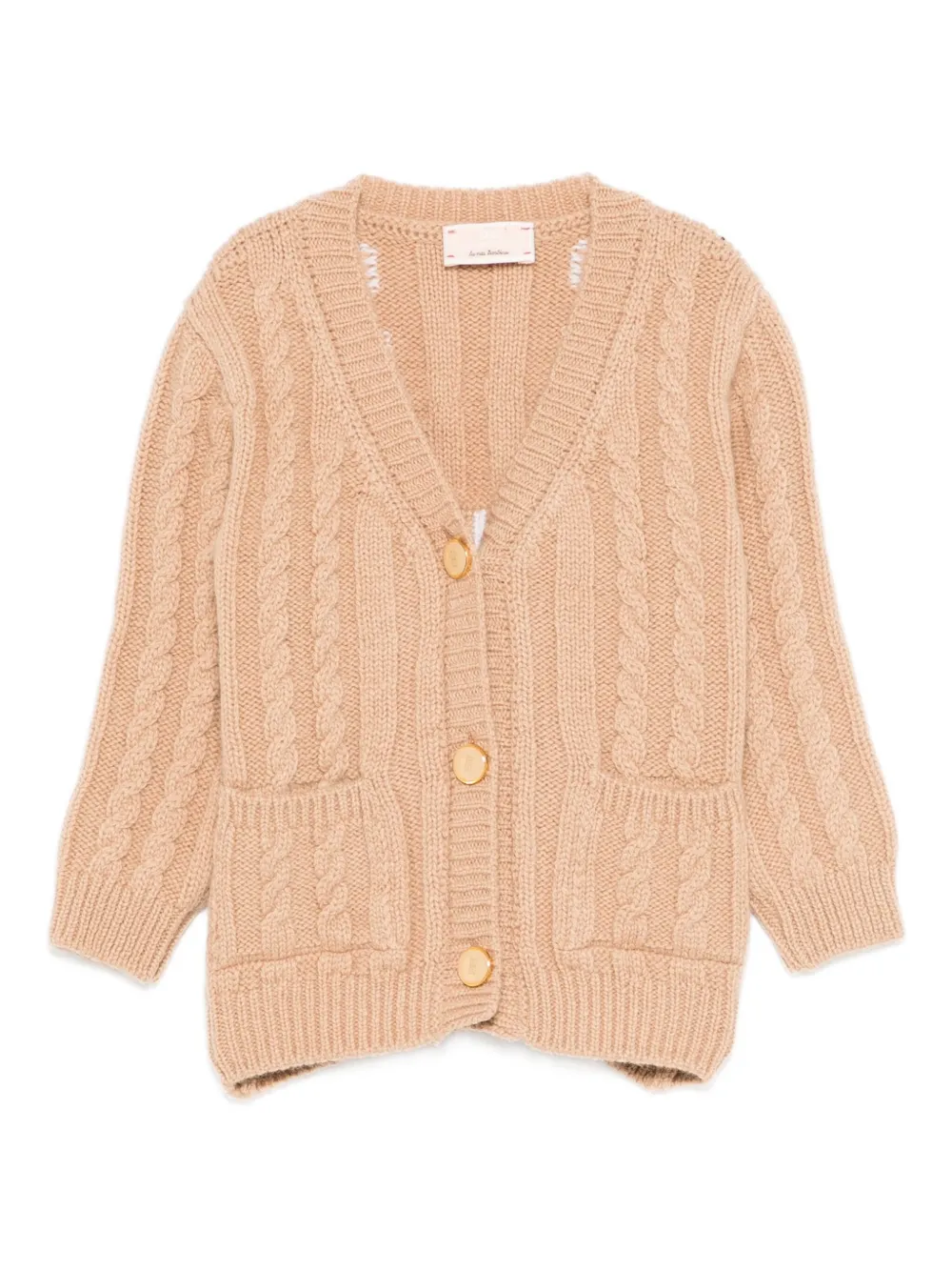 

Кардиган с косами и карманами Elisabetta Franchi La Mia Bambina, бежевый