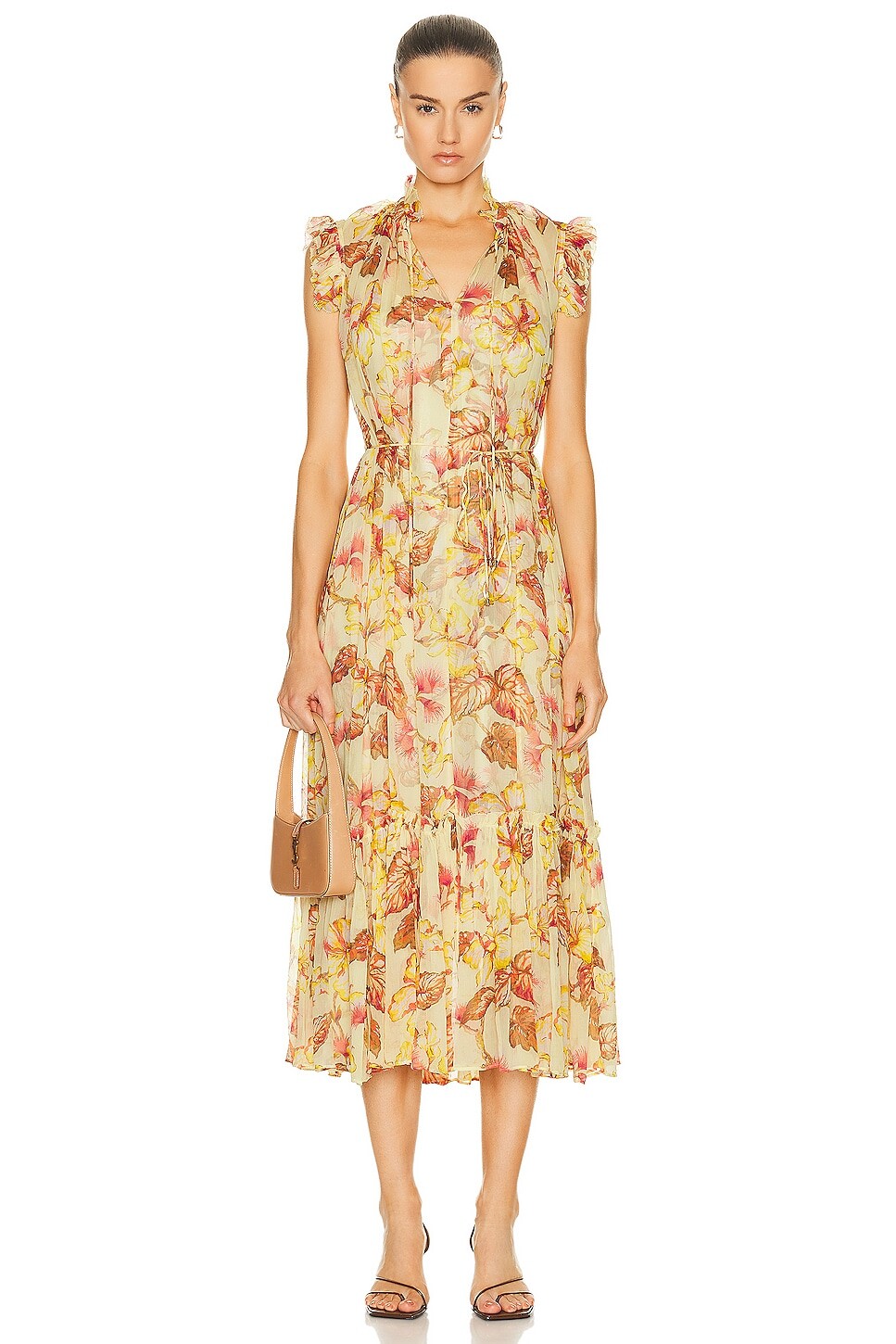 

Платье миди Zimmermann Matchmaker Flutter, цвет Yellow Hibiscus