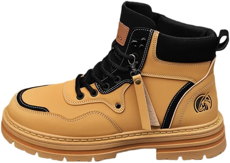 

Мужские ботинки на платформе, стиль мотоциклетный с толстым каблуком, подходят для мужчин, ретро высокие ботинки на шнуровке, с толстой амортизирующей подошвой Fmshi, хаки