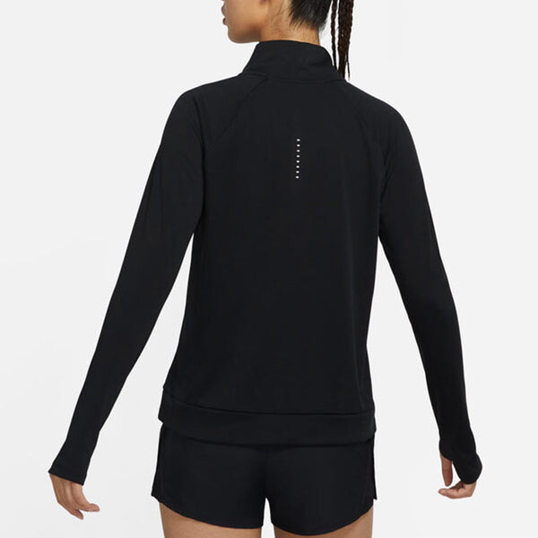 Футболка (WMNS) Nike DRI-FIT Half Zipper Quick Dry Reflective Sports Long Sleeves Black T-Shirt, черный — фото 4