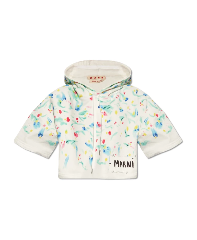 

Укороченная толстовка с капюшоном Marni, белый