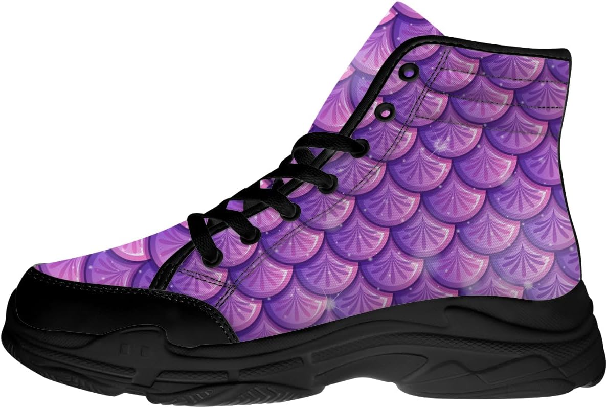 

Высокие кеды для женщин с чешуей русалки, на шнуровке, сандалии из канвы, подарок для нее Quorax, сиреневый