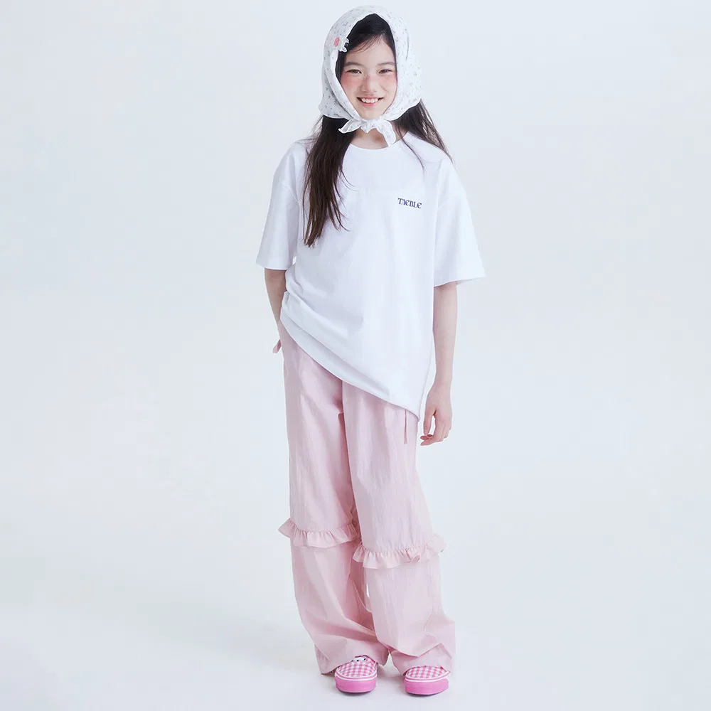 Детские розовые широкие брюки Summer Frill от Taeble