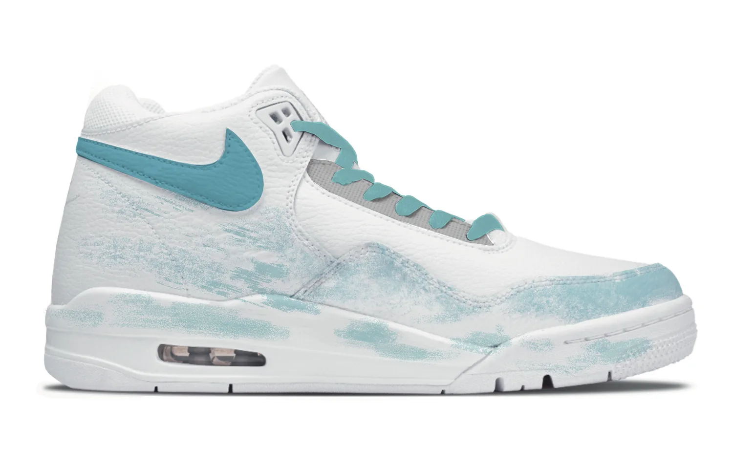 Кроссовки баскетбольные Mid top Vintage Flight Legacy Horse Steps Across The Galaxy Slip Resistant Abrasion Resistant Nike, белый серый cyan — фото 3