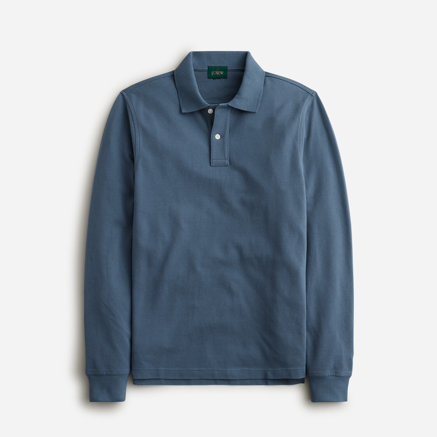 

Классическая рубашка-поло с длинными рукавами из пике J.Crew, синий