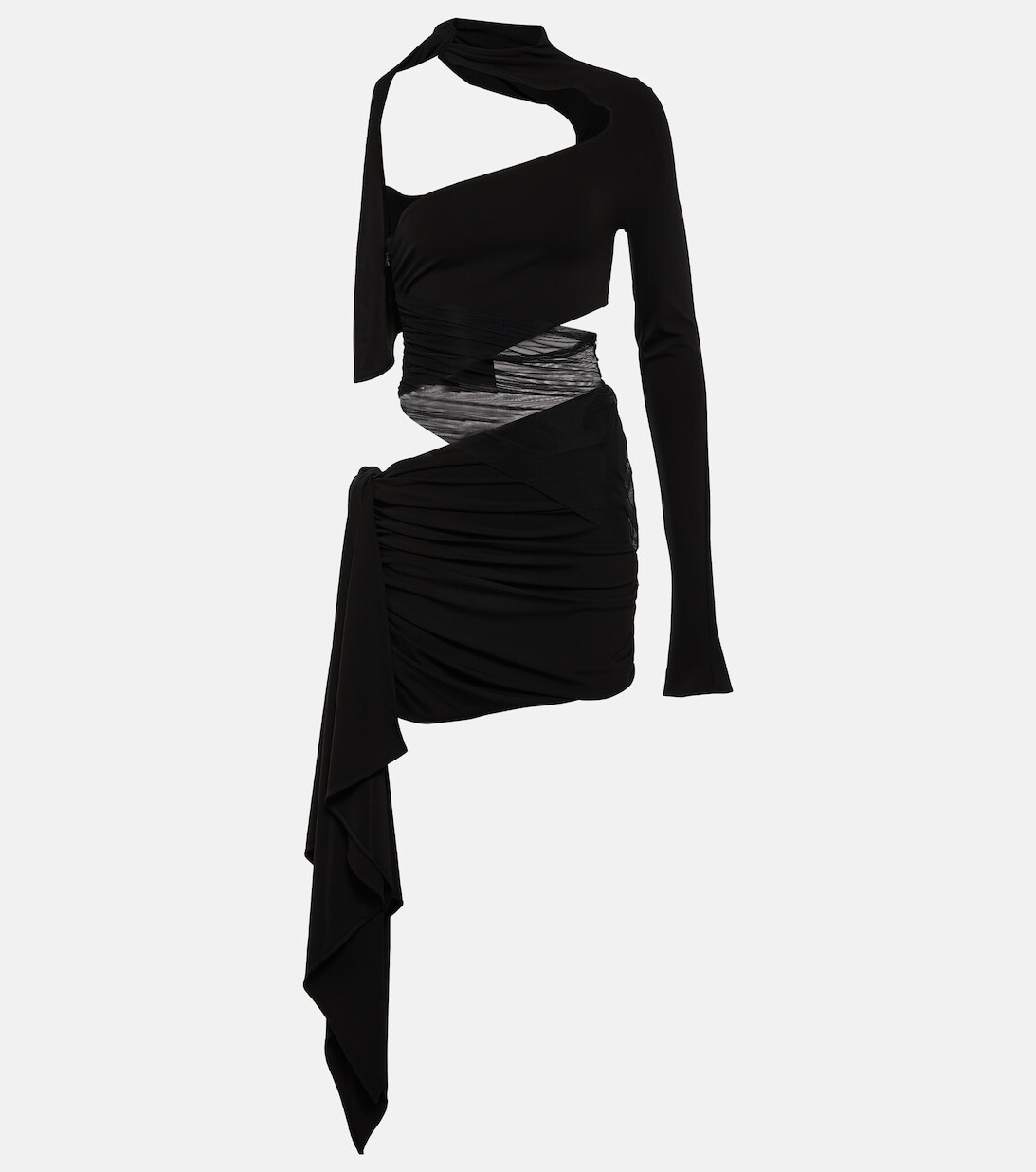 

Мини-платье с вырезом и драпировкой MUGLER, черный