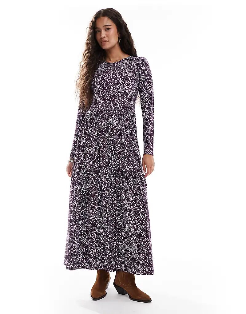 

Длинный рукав с принтом «Девушка из среды» (Midaxi) в цвете «сливовый»