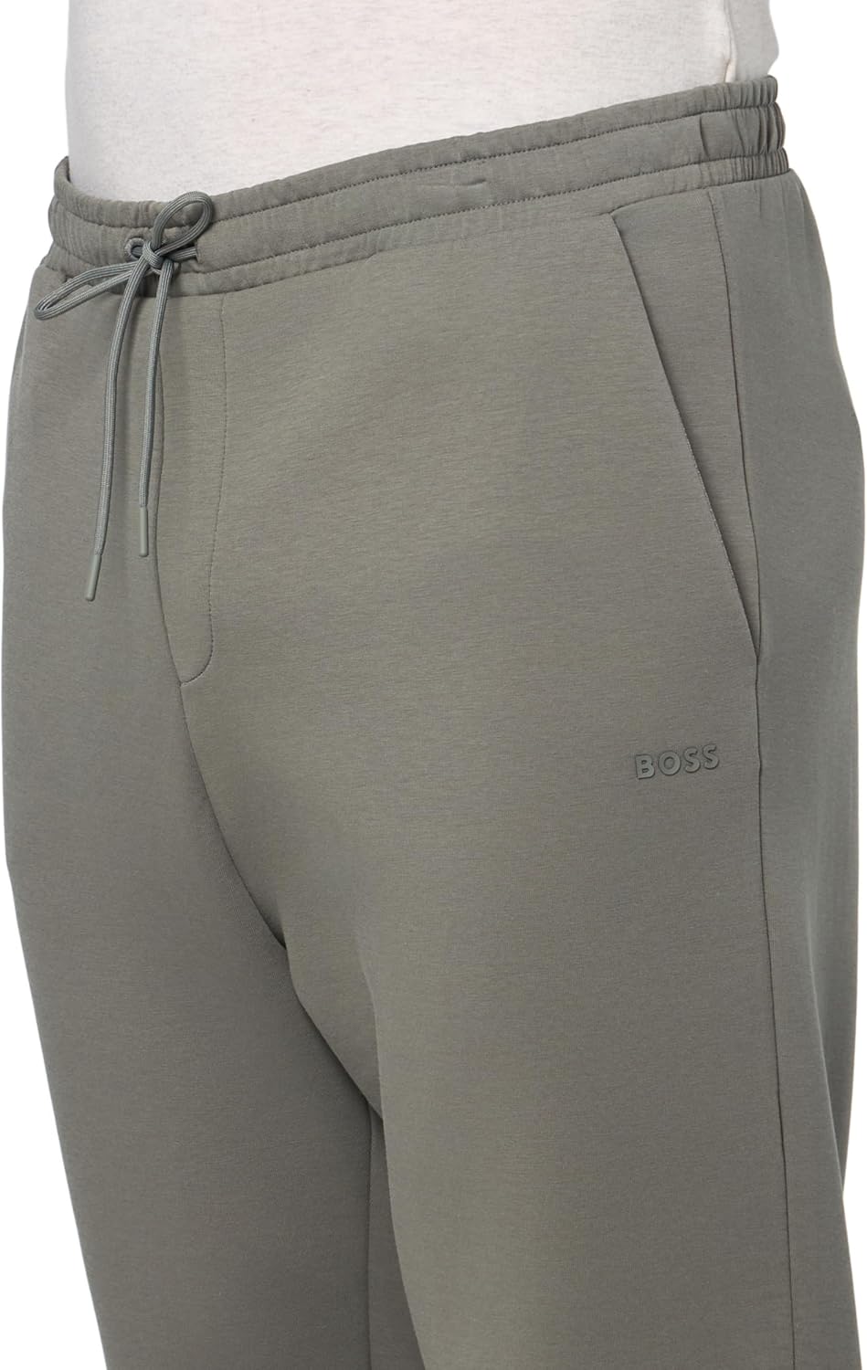 BOSS Мужские тоновые хлопковые спортивные штаны Regular Fit, Moonrock Grey — фото 3