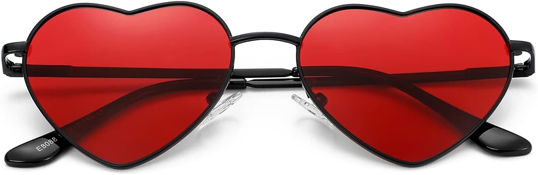 

Поляризованные солнцезащитные очки NIDOVIX в форме сердца для женщин, винтажный стиль, милые и очаровательные солнцезащитные очки с металлической оправой и защитой от УФ-излучения UV400, A12 Black/Red