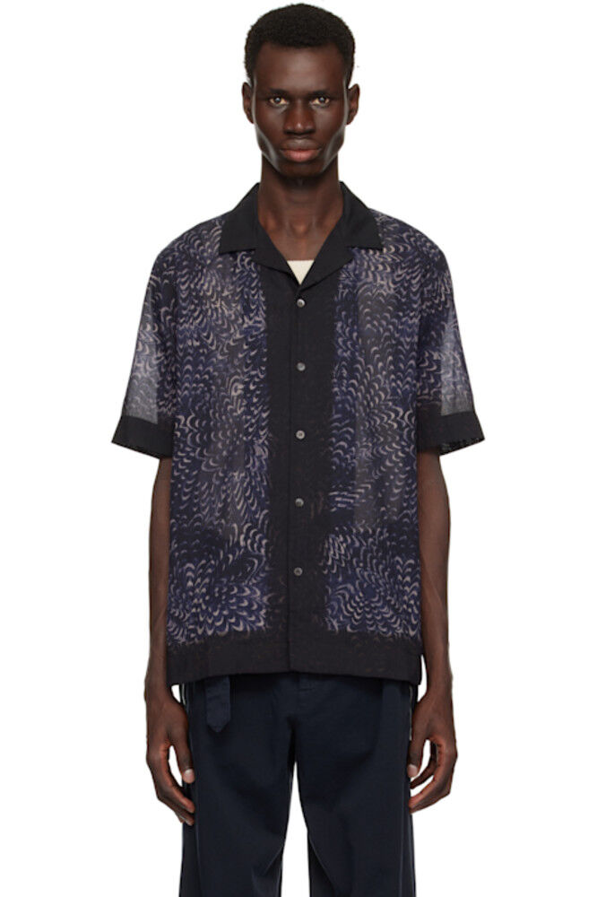 

Темно-синяя свободная хлопковая рубашка Dries Van Noten