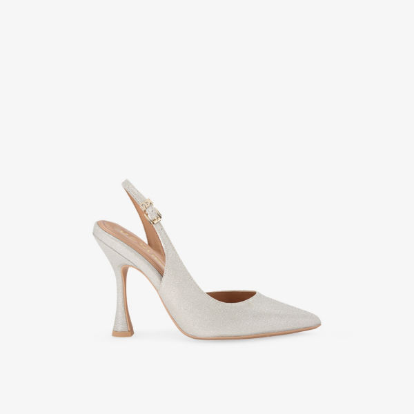 Босоножки-лодочки Kg Kurt Geiger Aria2 на каблуке с ремешком из искусственной кожи, серебряный