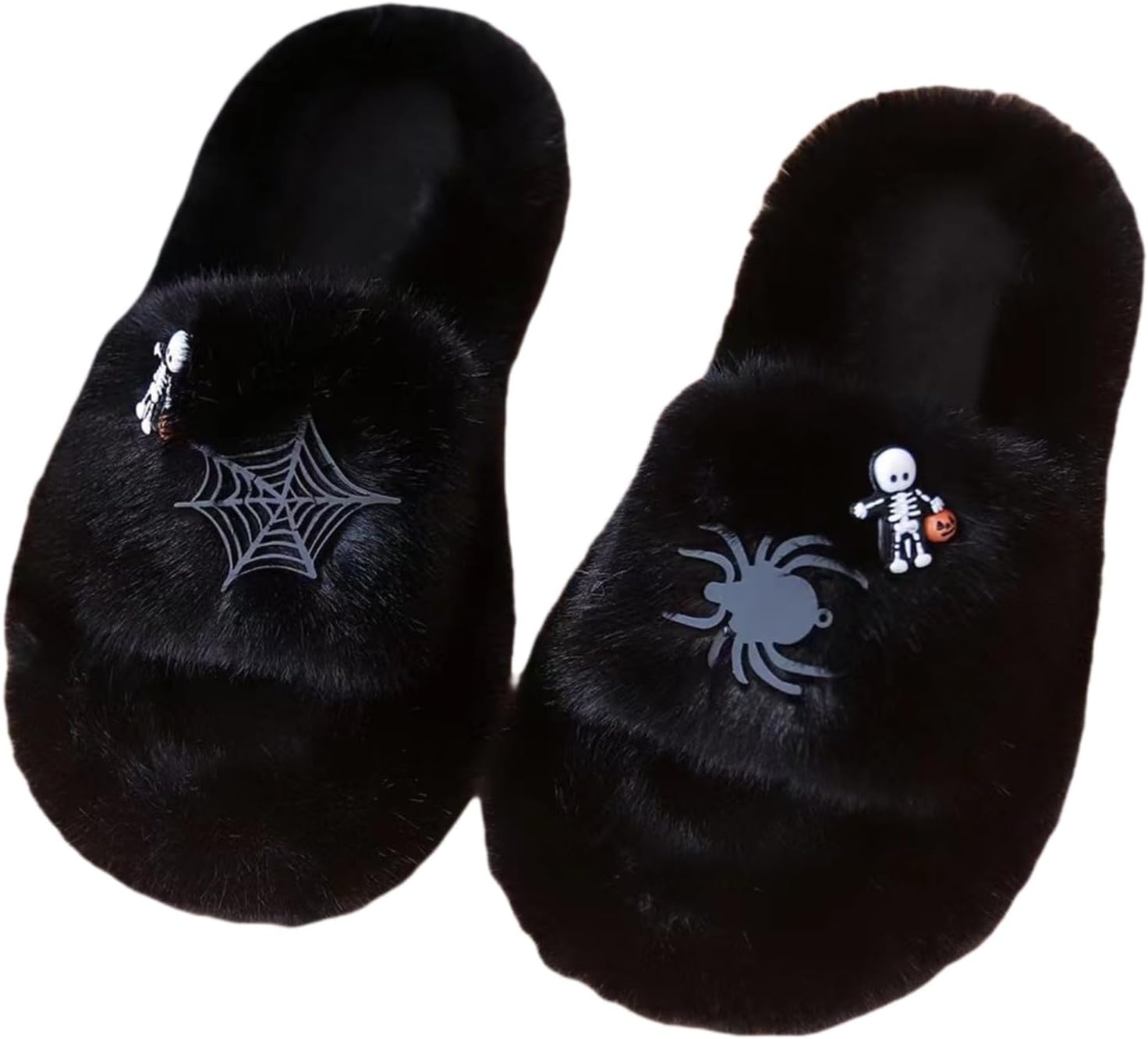 

Тапочки на Хэллоуин в виде пауков для женщин и мужчин, жуткие, в стиле ужасов, теплые, мягкие, нескользящие, для дома и улицы, с мультяшным рисунком, осенние Elirar, черный