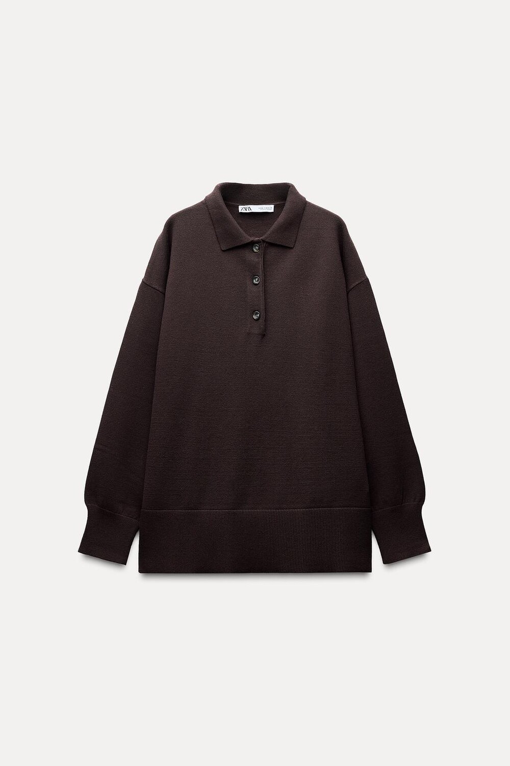 

Свитер поло однотяжной вязки ZARA, шоколад