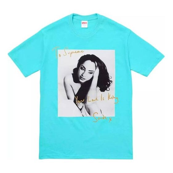 

Футболка ss17 sade tee aqua character printing short sleeve blue Supreme, синий
