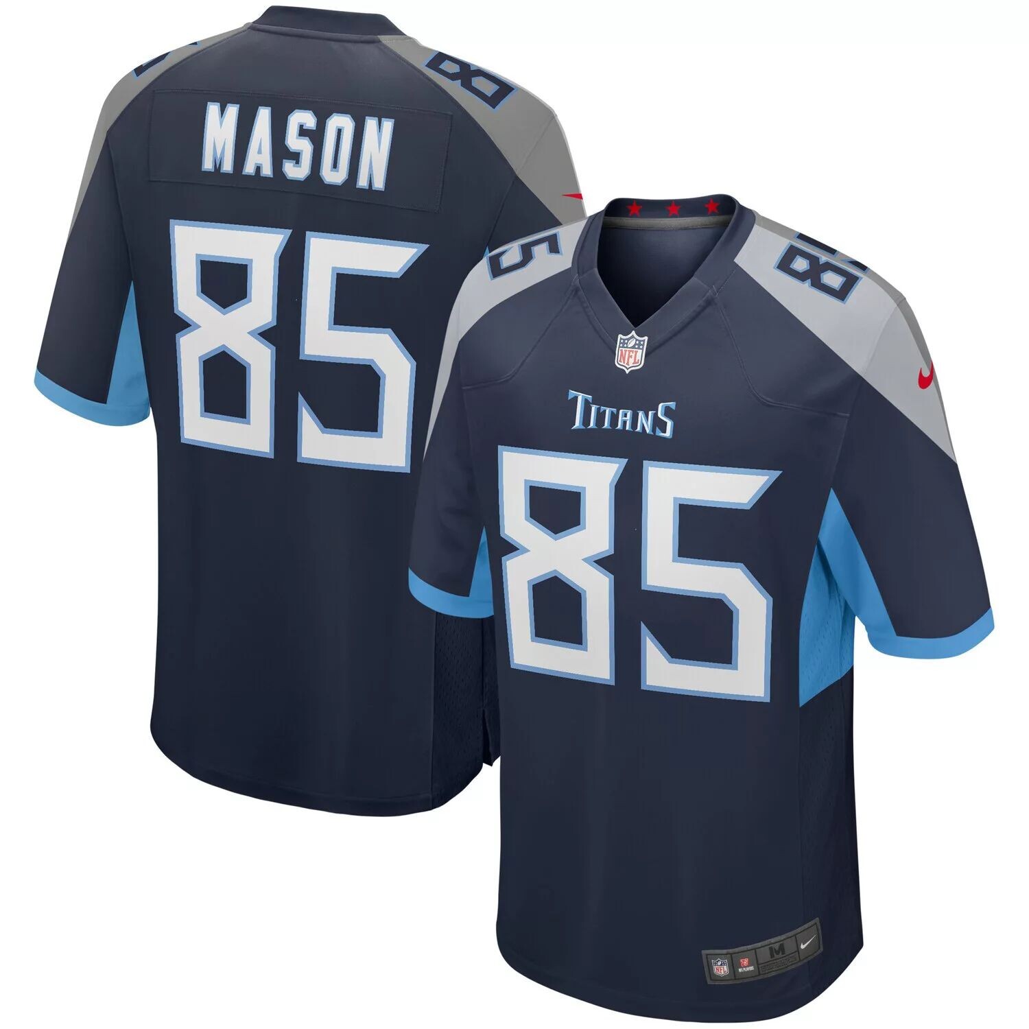 

Мужская футболка для пенсионеров Derrick Mason Navy Tennessee Titans Game Nike