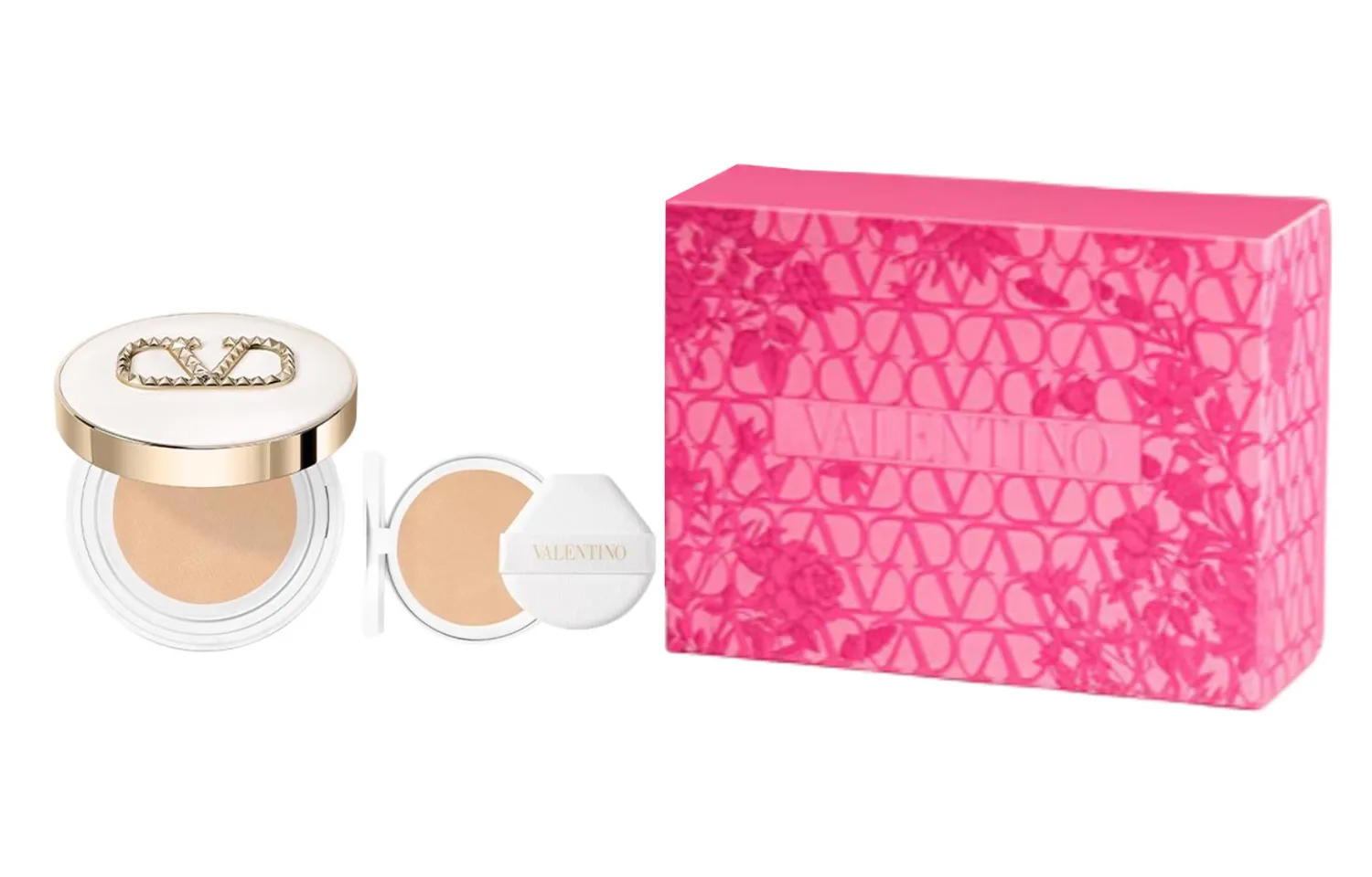 Valentino Набор увлажняющих подушечек для лица Dewy White Air Cushion, стойкий, натуральный, 14 г *2, Two-Piece Set: White Air Cushion #LN2+White Air Cushion Replacement Refill #LN2
