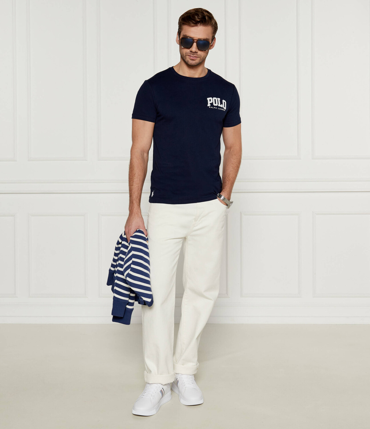 Футболка POLO RALPH LAUREN Custom slim fit, темно-синий — фото 2