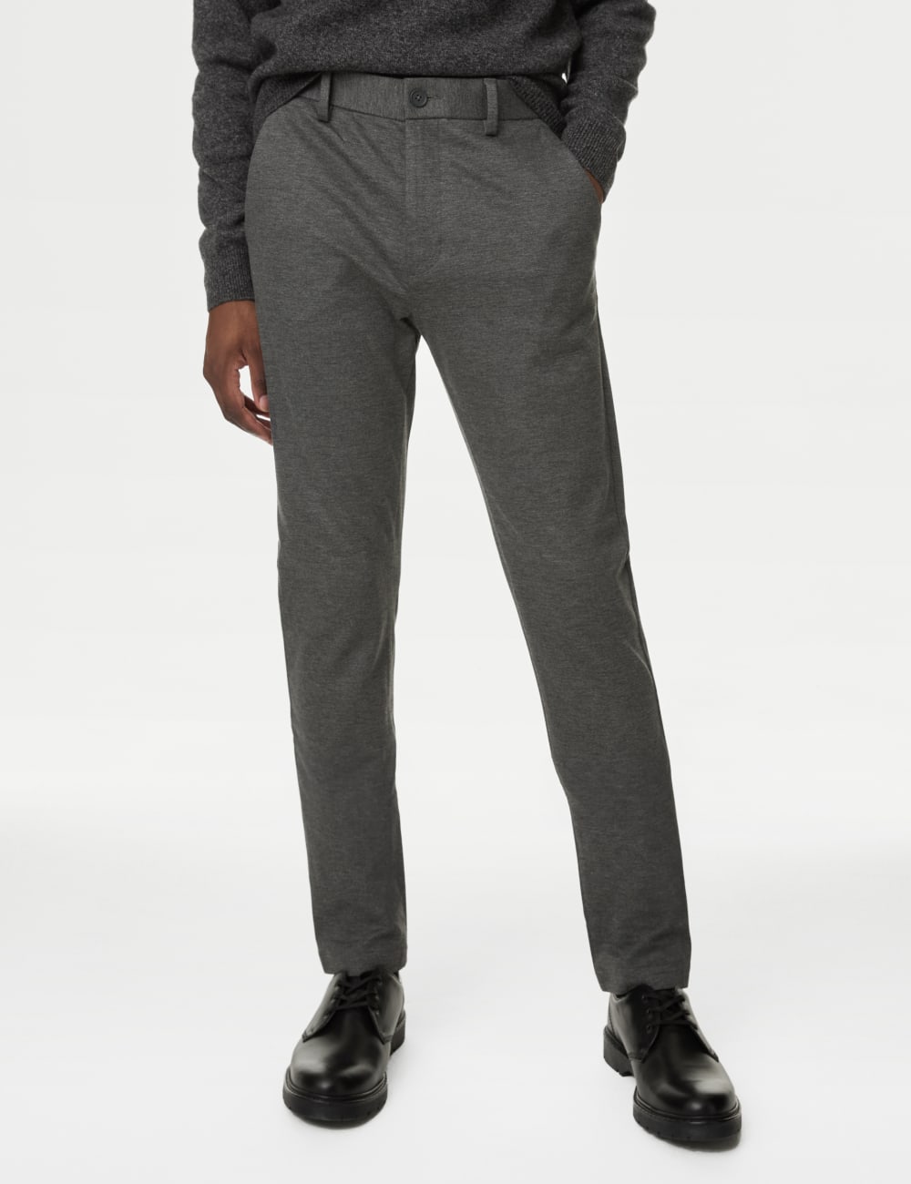 

Брюки-чиносы Slim Fit Stretch Ponte Marks & Spencer, темно-серый