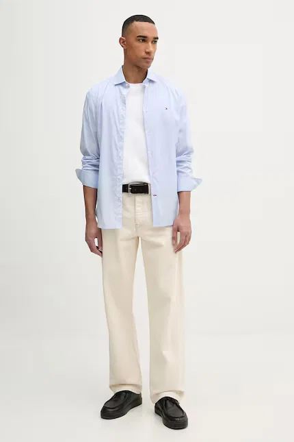 Рубашка с классическим узором в полоску slim fit Tommy Hilfiger, синий — фото 2