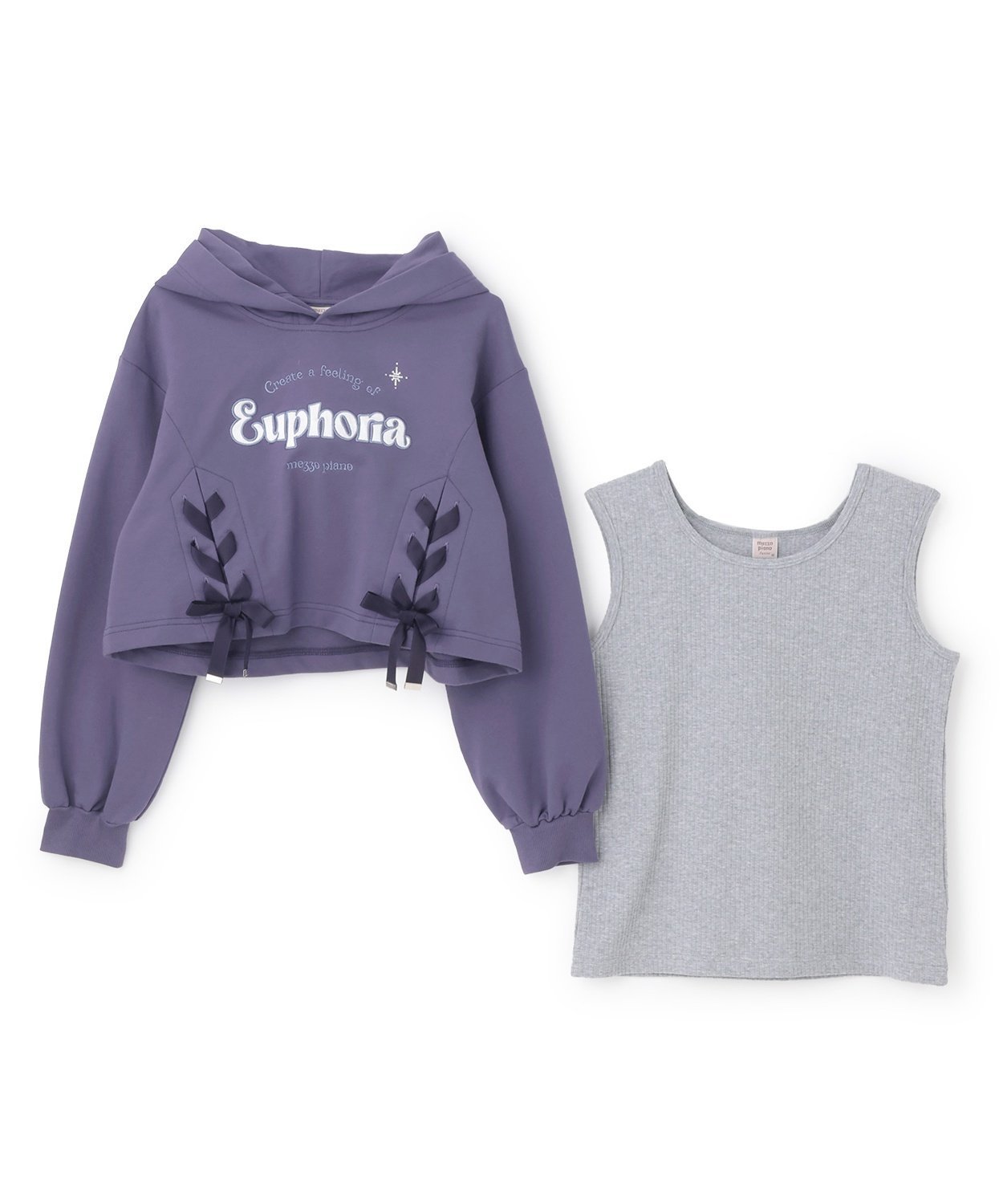 Комплект из короткой толстовки на шнуровке и майки Mezzo piano Junior, Navy blue — фото 3