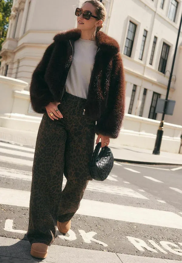 Брюки Wide leg Next, brown leopard print, коричневый леопардовый принт — фото 2