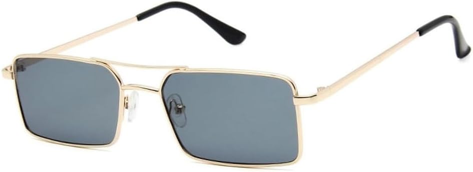 

Винтажные прямоугольные солнцезащитные очки с двойной перемычкой для женщин, металлическая оправа, прозрачные линзы, мужские солнцезащитные очки UV400 HYYZZC, Golden Gray